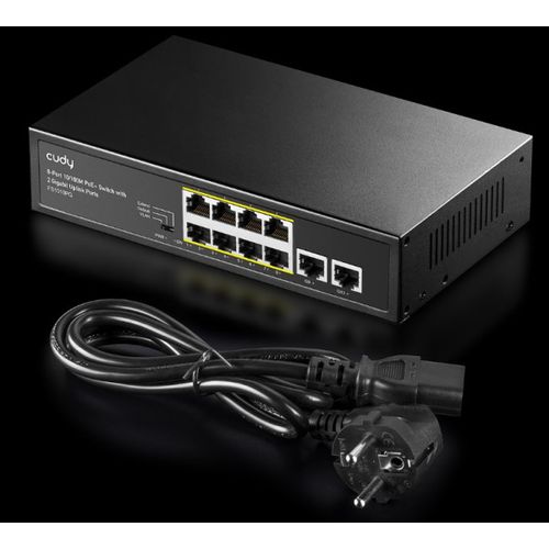 Cudy FS1010PG 8-Port 10/100M PoE+ Switch, 2Uplink 10/100/1000M, 120W, 250m, steel (Alt.PFS3010-8ET) slika 4