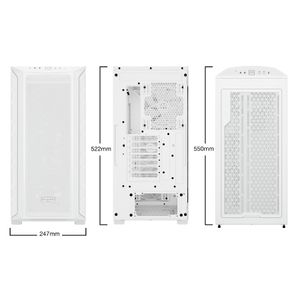 SHADOW BASE 800 FX White, MB compatibility: E-ATX / ATX / M-ATX / Mini-ITX, ARGB illumination, Four pre-installed be quiet! Light Wings 3 140mm PWM fans, including space for water cooling radiators up to 420mm