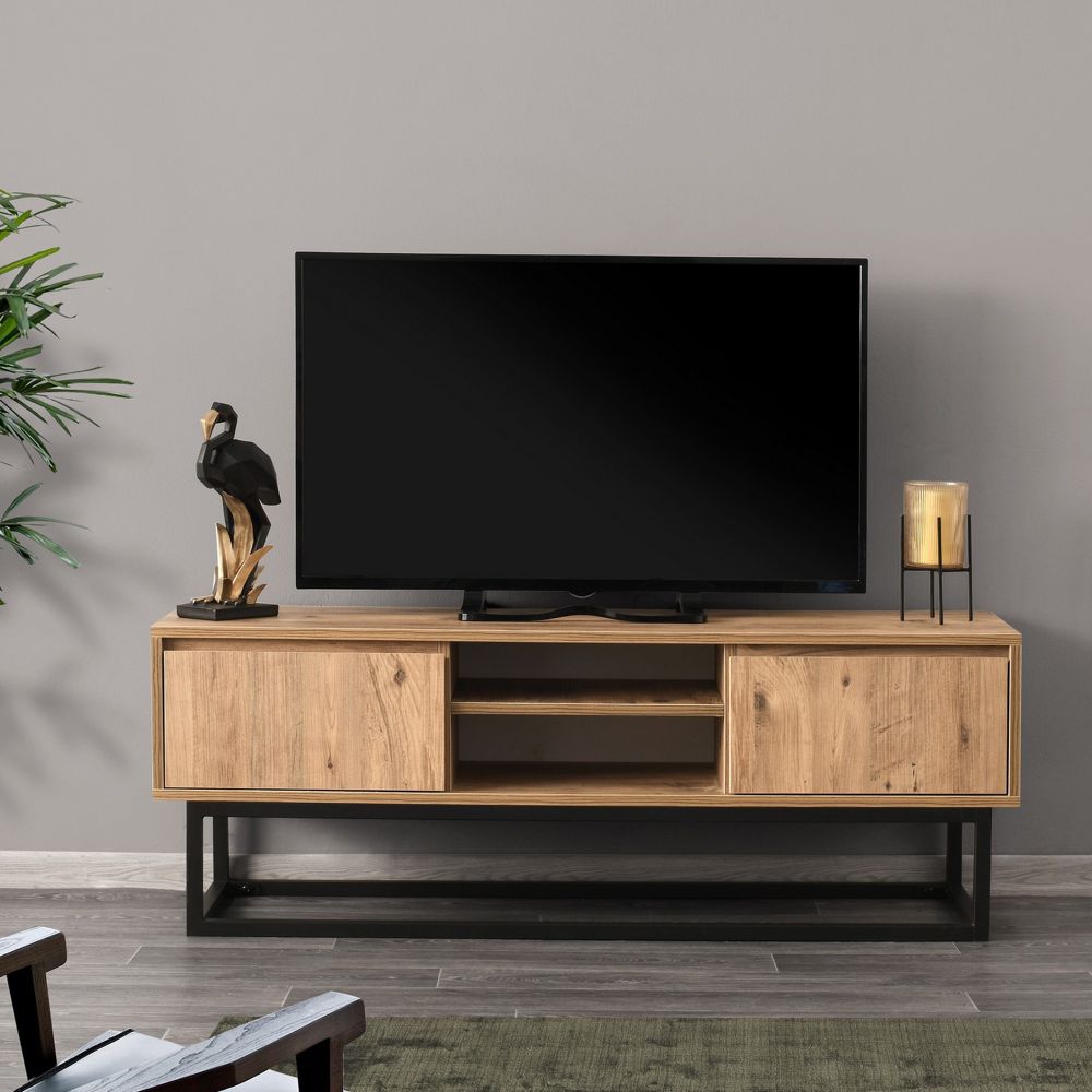 TV Stalak Belinda 140 Crni, Od Borovine slika 2