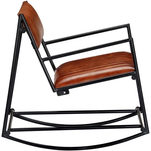 282903 Rocking Chair Brown Real Leather slika 4