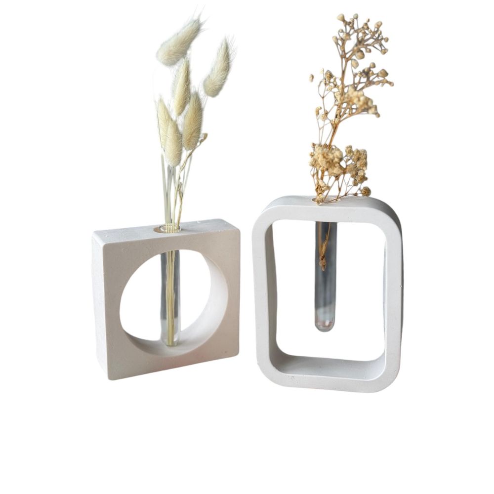 Set svijeća Glamour 6ST sivi bijeli vaza slika 3