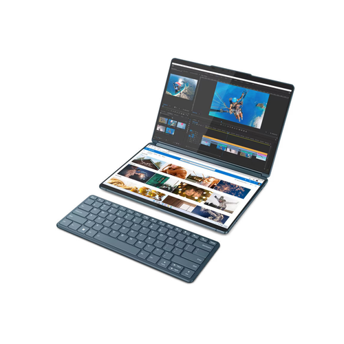 Lenovo 83FF002TRM Yoga Book 9 13IMU9 (Tidal Teal, Aluminium) 12-Core Ultra7 155U (2P+10E) 4.8GHz/12MB 32GB DDR5 1TB-NVMe 2x 13.3" 2.8K (2880x1800) OLED 400n DolbyVision Glass Touch DigitalPen3 WC-5MP+IR Iris-Xe WiFi A/X BT5.1 3xTB4 UK-key 80Wh 1.34kg W11P +BT/M+Folio Stand slika 3