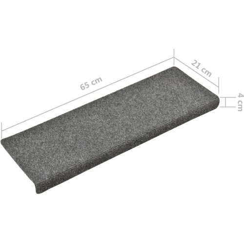 Otirači za stepenice 15 kom prošiveni 65 x 25 cm svjetlosivi slika 19