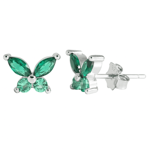 J&B Jewellery 925 Srebrne minđuše na šrafić 00041-Green slika 1