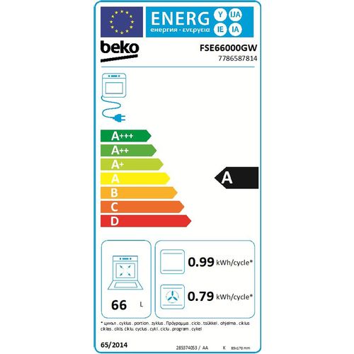 Beko FSE 66000 GW Električni šporet, Ventilatorska rerna, Električna ploča, Širina 60 cm slika 3