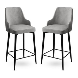 Set od 2 Bar Stolice Enox - Siva, Crno Siva