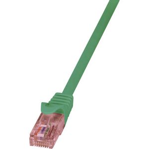 LogiLink CQ2065U RJ45 mrežni kabel, Patch kabel cat 6 U/UTP 3.00 m zelena vatrostalan, sa zaštitom za nosić 1 St.