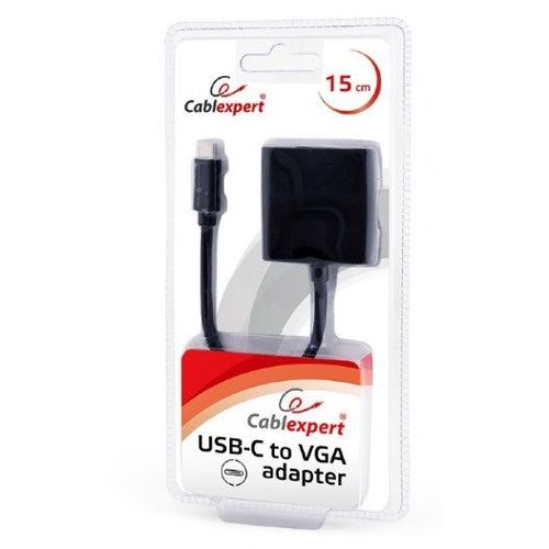 Gembird AB-CM-VGAF-01 VIDEO Adapter USB-C to VGA HD15, M/F, Cable, Black, Blister slika 2