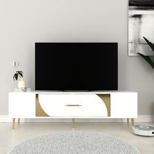 TV stalak Dekop2 u bijeloj i zlatnoj boji