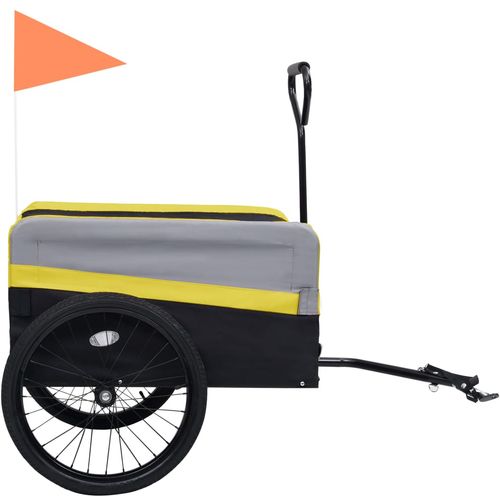 2-u-1 XXL teretna prikolica i kolica za bicikl žuto-sivo-crna slika 6