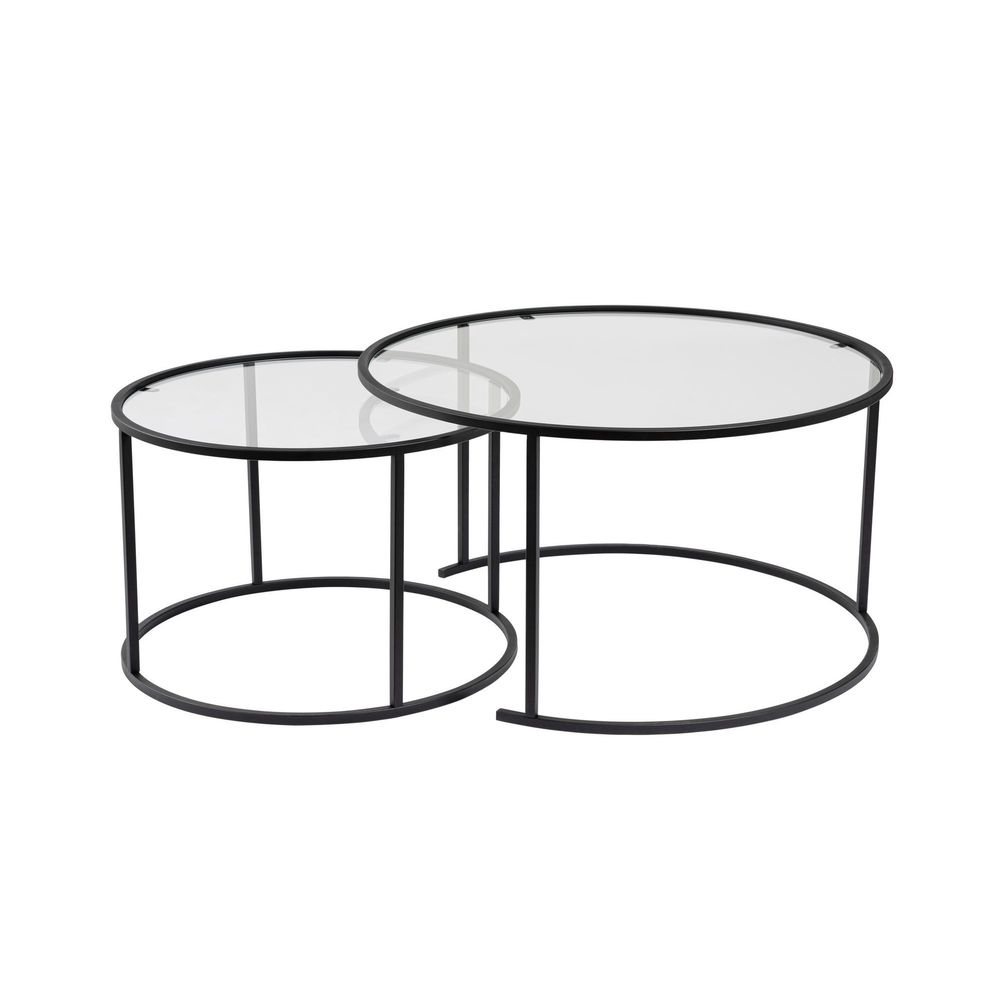 Set staklenih stolova Aurum -  80, 60 - Crni, Transparentni slika 6
