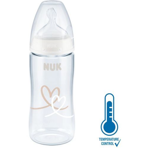 NUK Flašica First Choice+ sa indikatorom temperature 300ml 6-18mj, Srca - Bijela slika 1