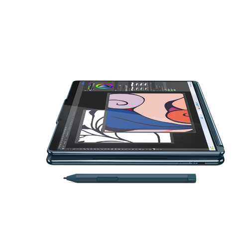 Lenovo 83FF001YRM Yoga Book 9 13IMU9 (Tidal Teal, Aluminium) 12-Core Ultra7 155U (2P+10E) 4.8GHz/12MB 32GB DDR5 1TB-NVMe 2x 13.3" 2.8K (2880x1800) OLED 400n DolbyVision Glass Touch DigitalPen3 WC-5MP+IR Iris-Xe WiFi A/X BT5.1 3xTB4 UK-key 80Wh 1.34kg W11H +BT/M+Folio Stand slika 3