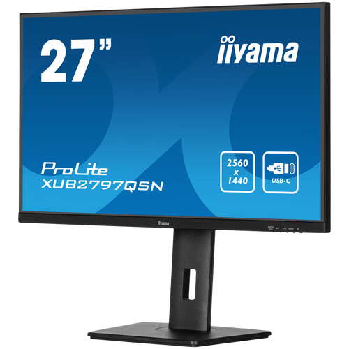 IIYAMA LED XUB2797QSN-B1 Monitor 27" IPS 2560 x 1440 @100Hz 250 cd/m² 1300:1 1ms HDMI DP 4xUSB Hub, USB-C 65W RJ45 height, swivel, tilt, pivot (rotation both sides) slika 3