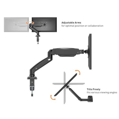 VonHaus pojedinačni stolni nosač za monitore do 27'', 1 x USB 3.0, plinsko opružni mehanizam slika 7