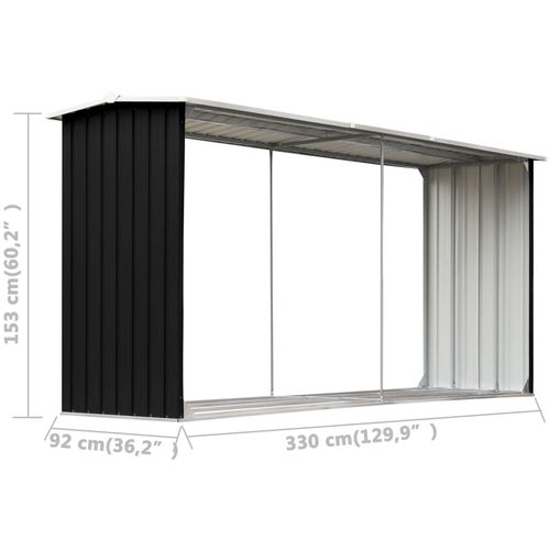 Vrtna ostava za drva od pocinčanog čelika 330x92x153 cm antracit slika 26