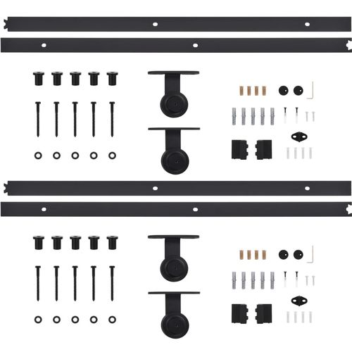 Pribori za klizna vrata 2 kom 200 cm čelični crni slika 4