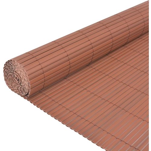 Dvostrana vrtna ograda PVC 90 x 500 cm smeđa slika 17