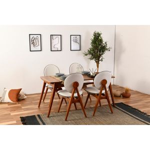 Touch Wooden - Set stola i stolica od orahovog drveta 'Cream Walnut' (5 komada)