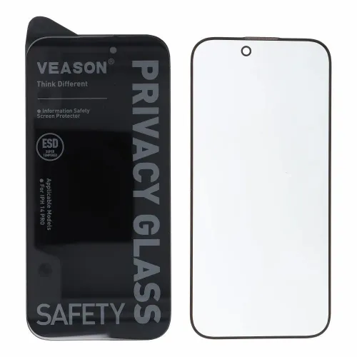 Kaljeno staklo 6D Pro Veason Privacy Glass – za iPhone 13 Pro / iPhone 14 crno slika 2