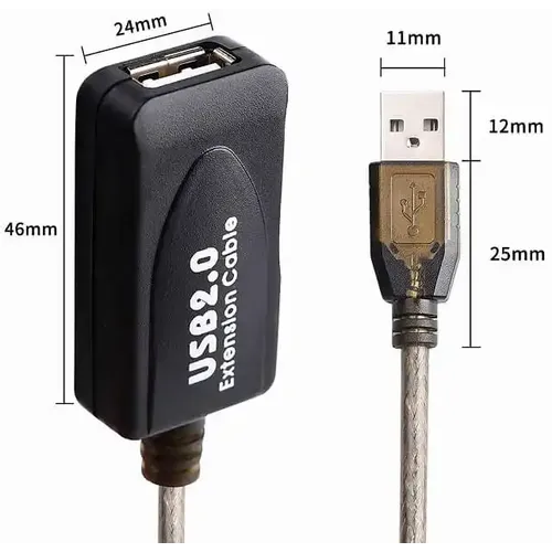 Kabl USB A - USB A M/F 2.0 produžni sa pojačivačem 5m E-Kettz slika 2