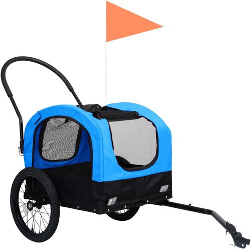 2-u-1 prikolica za bicikl i kolica za kućne ljubimce plavo-crna slika 12