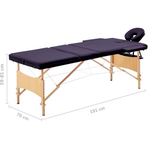 Sklopivi masažni stol s 3 zone drveni ljubičasti slika 35