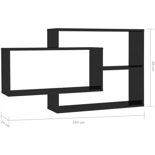 Zidne police visoki sjaj crne 104 x 20 x 58,5 cm od iverice slika 6