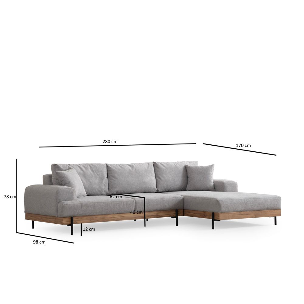 Eti Oak Desni - Sivi Ugaoni Sofa slika 11