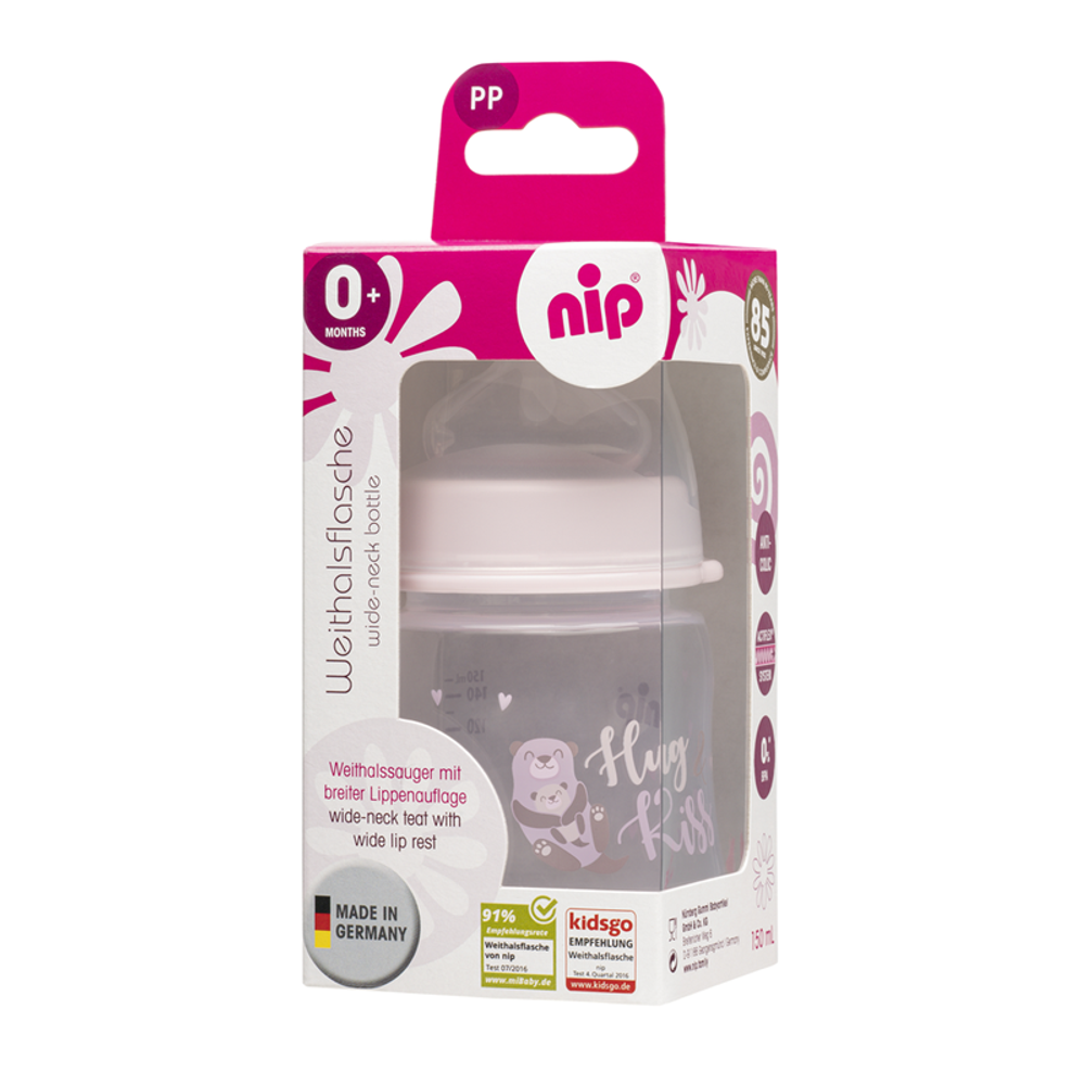 nip® Plastična flašica širokog grla sa silikonskom dudom 150ml 0m+ Girl slika 7