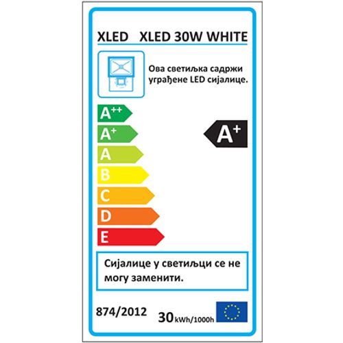 XLED 30W LED reflektor 6500K,2400Lm,AC220-240V,Beli slika 3