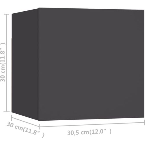 Zidni TV ormarići 8 kom sivi 30,5 x 30 x 30 cm slika 5