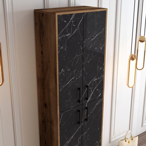 Woody Fashion Ormar za cipele, Berlin A - Walnut, Black Marble slika 4