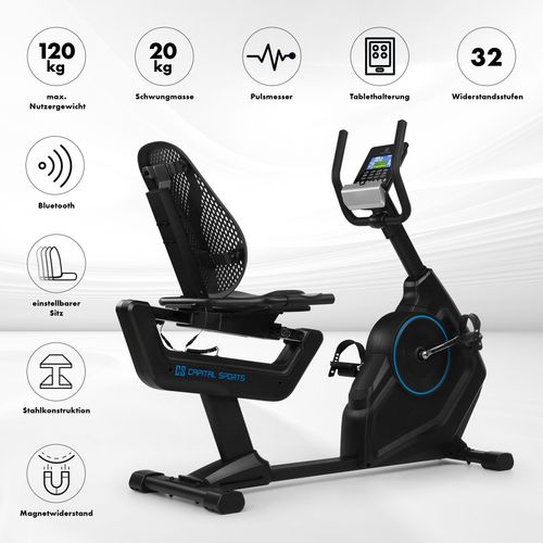 Capital Sports Evo Deluxe kardio bicikl, Crna slika 10