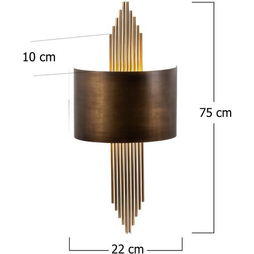 Opviq Zidna lampa VINT vintage- zlatno, metal, 35 x 10 x 22 cm, ukupna dimenzija 75 x 10 x 22 cm, E27 40 W, 619 - A slika 3