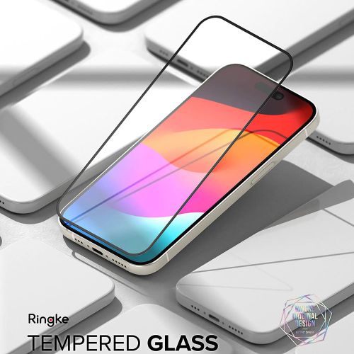 Ringke Cover Display ID Glass kaljeno staklo za iPhone 15 -crno slika 2