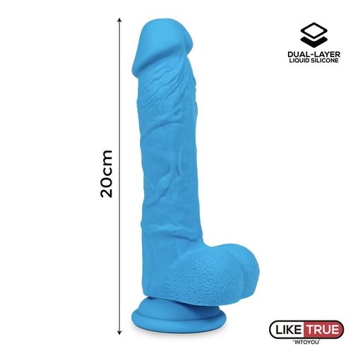 Liketrue realistični dvoslojni dildo 20cm, plava slika 8