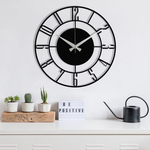 Wallity Enzoclock - S011 Crni Dekorativni Metalni Zidni Sat slika 1