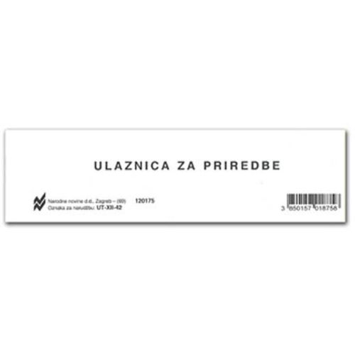 XII-42 ULAZNICA ZA PRIREDBE; Blok 100 listova, 14,4 x 4 cm slika 1