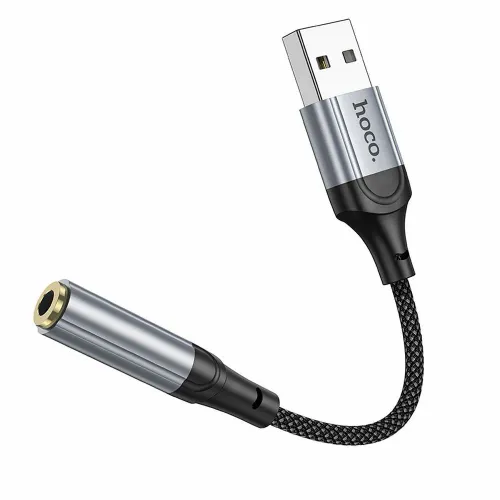 HOCO AUX adapter USB A (muški) na utičnicu 3,5 mm (ženski) LS36 0,12 m crni slika 4