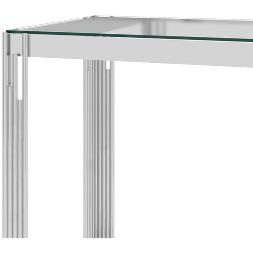 Bočni stolić srebrni 120 x 40 x 78 cm nehrđajući čelik i staklo slika 14