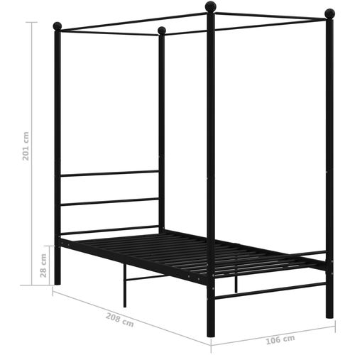 Okvir za krevet s nadstrešnicom crni metalni 100 x 200 cm slika 6