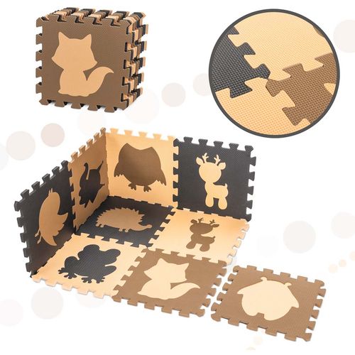 Pjenasta puzzle podloga za igru 9kom. smeđe životinje 85x85x1cm slika 8