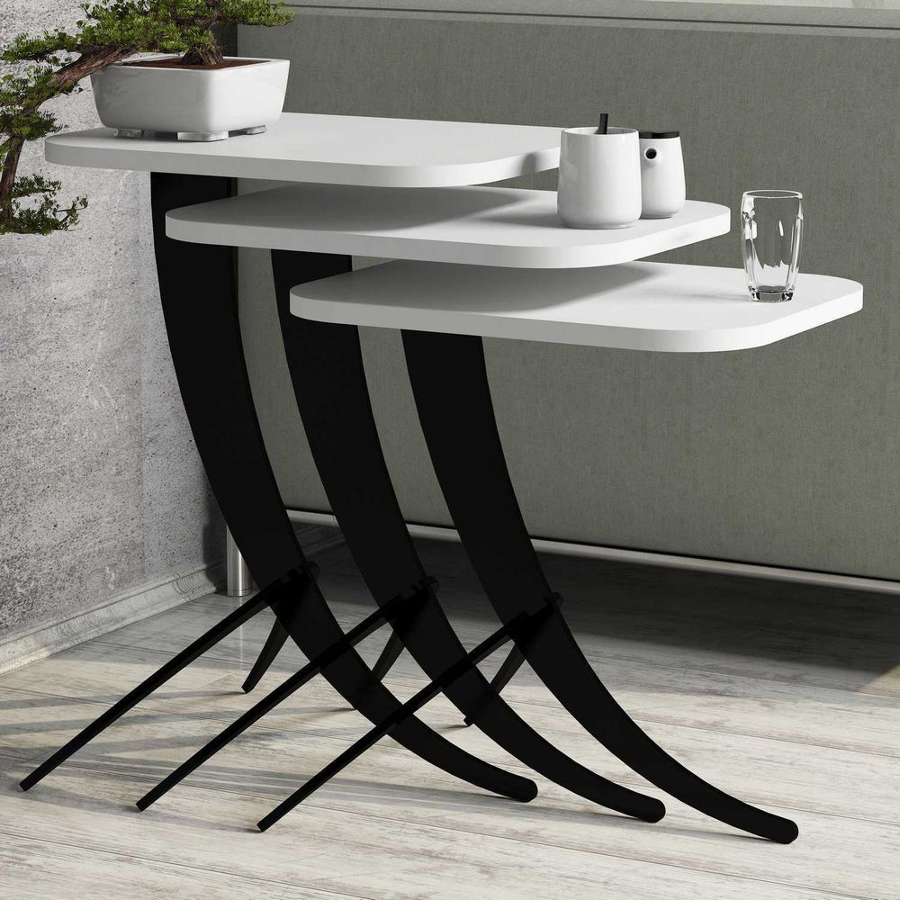 Pion - Bijeli Set Nesting Stolova (3 Komada) slika 1