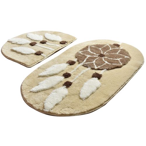 Rüya - Brown Multicolor Acrylic Bathmat Set (2 Pieces) slika 2