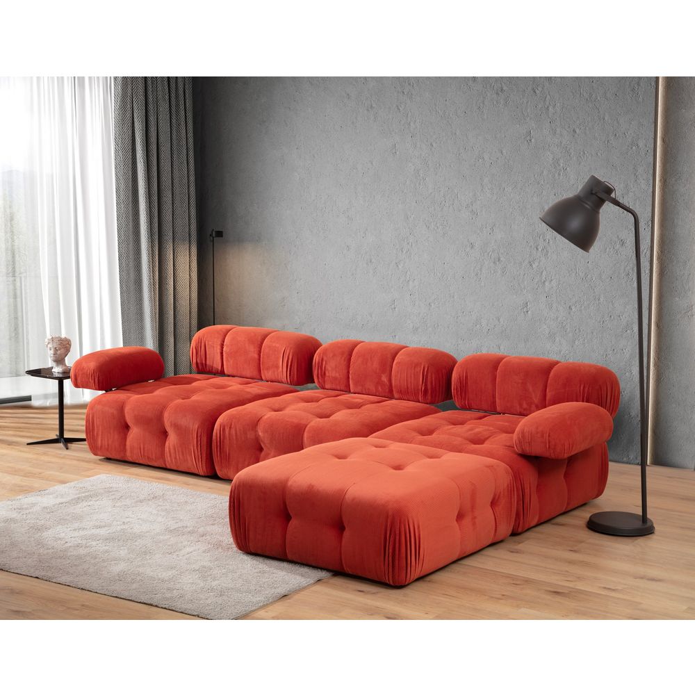Trosjed Doblo sa Pufnom (L1-O1-1R-Pouffe) - Crveni Ugao slika 3