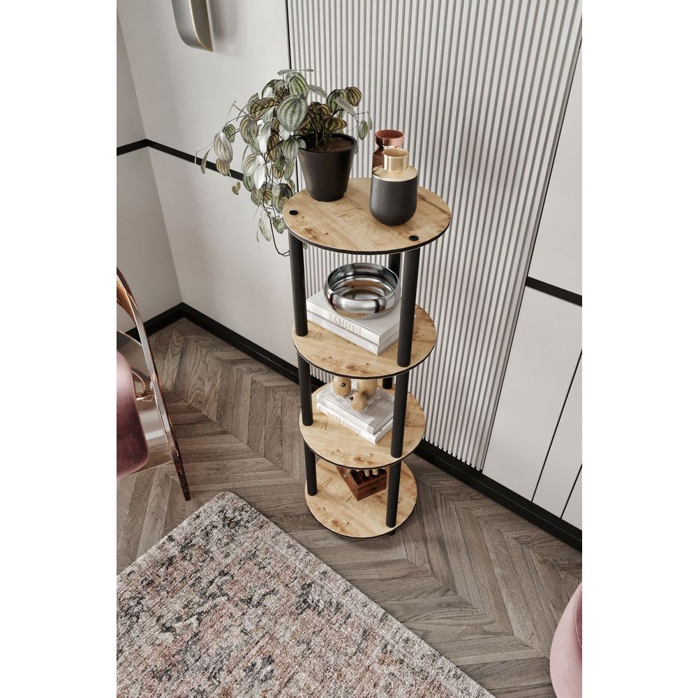  Bookshelf Bookcase 4 Floors Round, colour Oak slika 3
