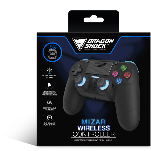 DRAGONSHOCK MIZAR WIRELESS CONTROLLER BLACK PS4, PC, MOBILE slika 6