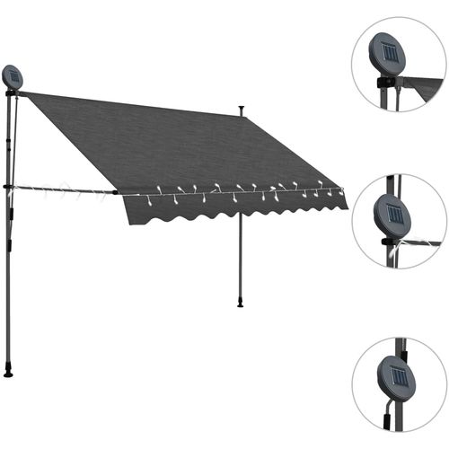 Tenda na ručno uvlačenje s LED svjetlima 250 cm antracit slika 21