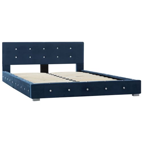 Krevet s madracem plavi baršunasti 120 x 200 cm slika 43